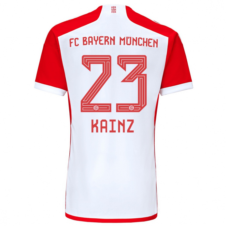 キッズフットボールマニュエル・カインツ#23赤白ホームシャツ2023/24ジャージーユニフォーム