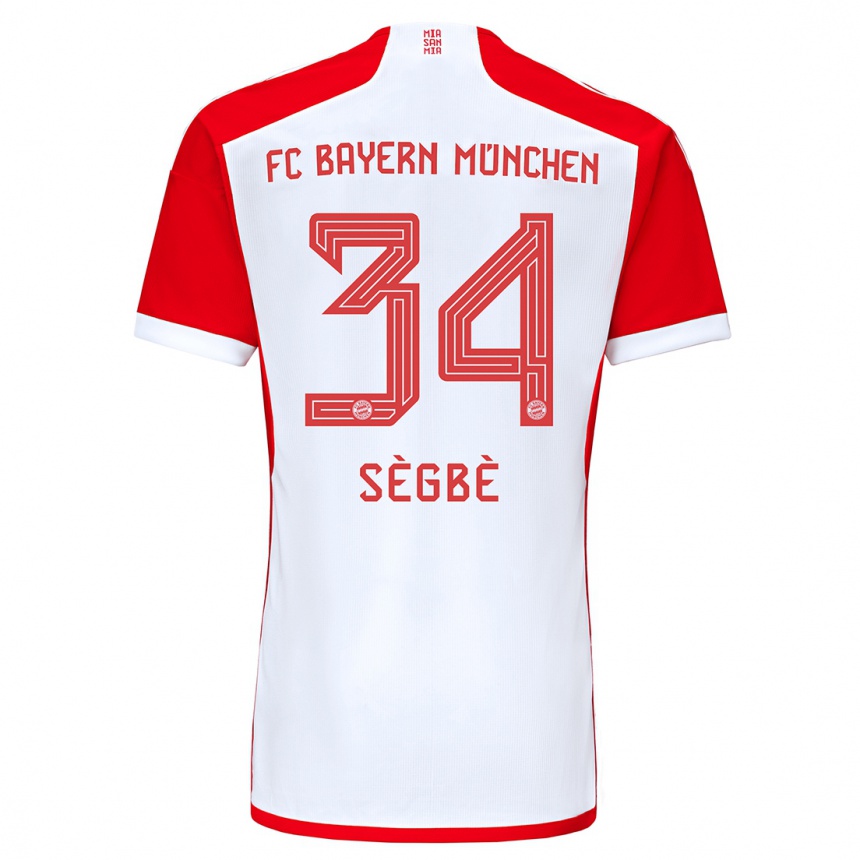 キッズフットボールデジレ・セグビェ・アザンクポ #34赤白ホームシャツ2023/24ジャージーユニフォーム