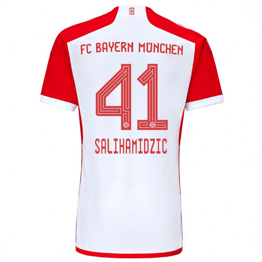 キッズフットボールニック・サリハミジッチ#41赤白ホームシャツ2023/24ジャージーユニフォーム