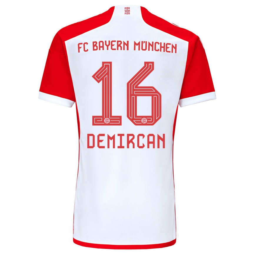 キッズフットボールエミルハン・デミルカン#16赤白ホームシャツ2023/24ジャージーユニフォーム