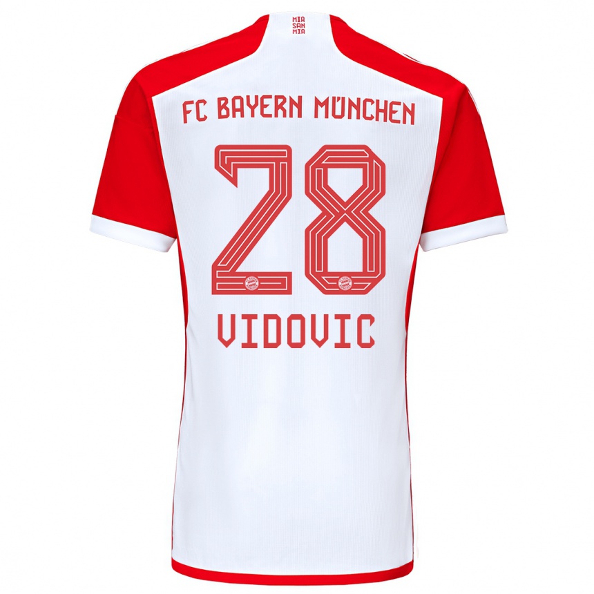 キッズフットボールガブリエル・ヴィドヴィチ#28赤白ホームシャツ2023/24ジャージーユニフォーム