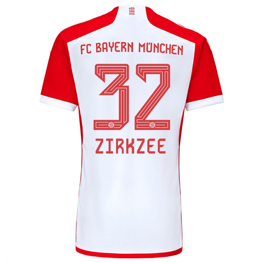 キッズフットボールジョシュア・ザークツィー#32赤白ホームシャツ2023/24ジャージーユニフォーム