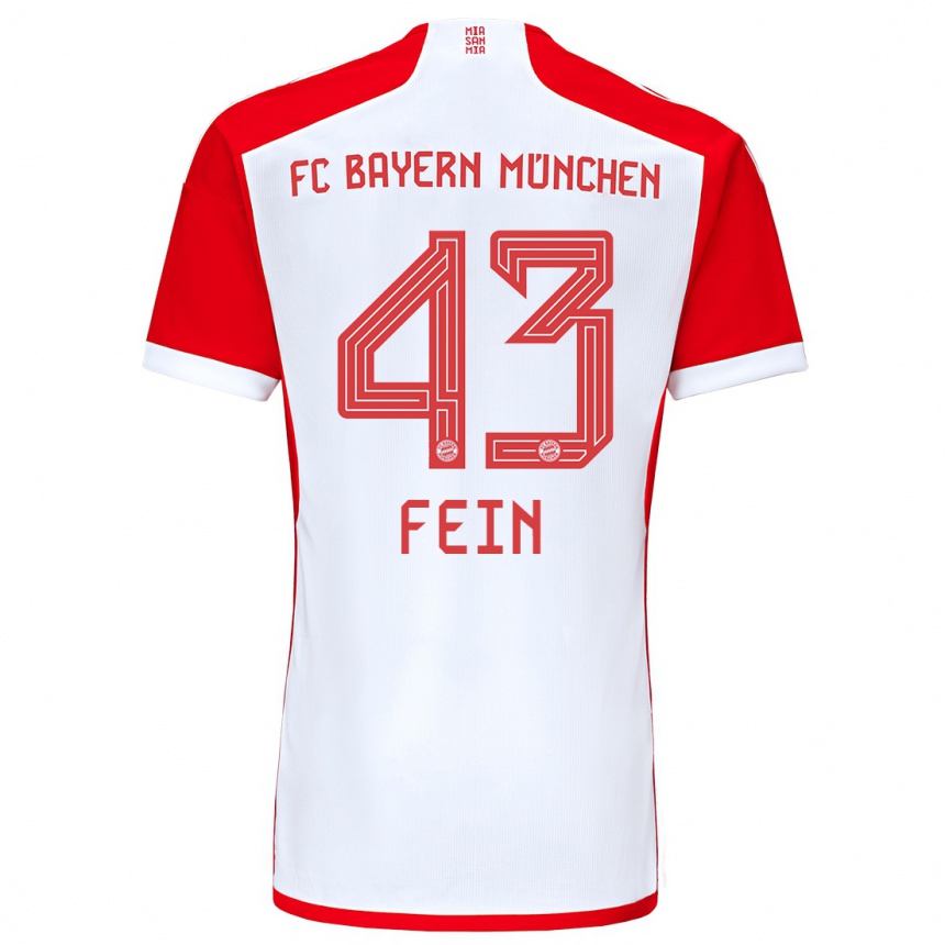 キッズフットボールアドリアン・ファイン#43赤白ホームシャツ2023/24ジャージーユニフォーム