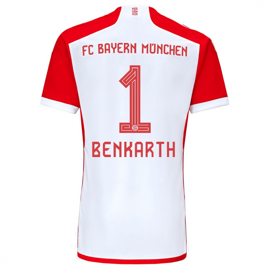 キッズフットボールラウラ・ベンカルト#1赤白ホームシャツ2023/24ジャージーユニフォーム