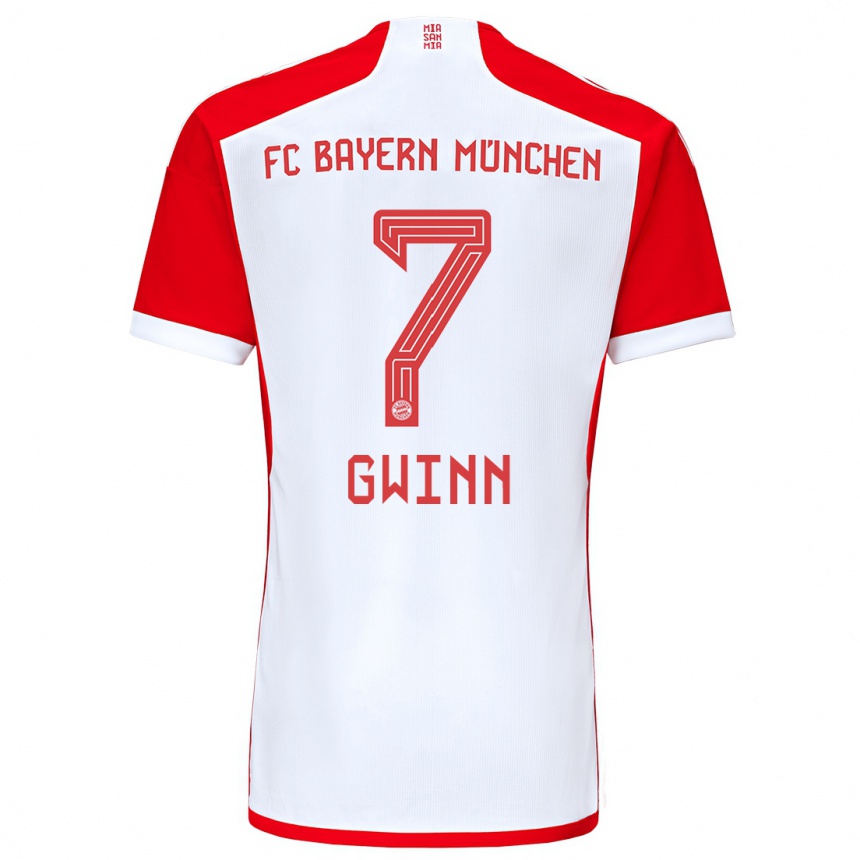 キッズフットボールジュリア・グヴィン#7赤白ホームシャツ2023/24ジャージーユニフォーム