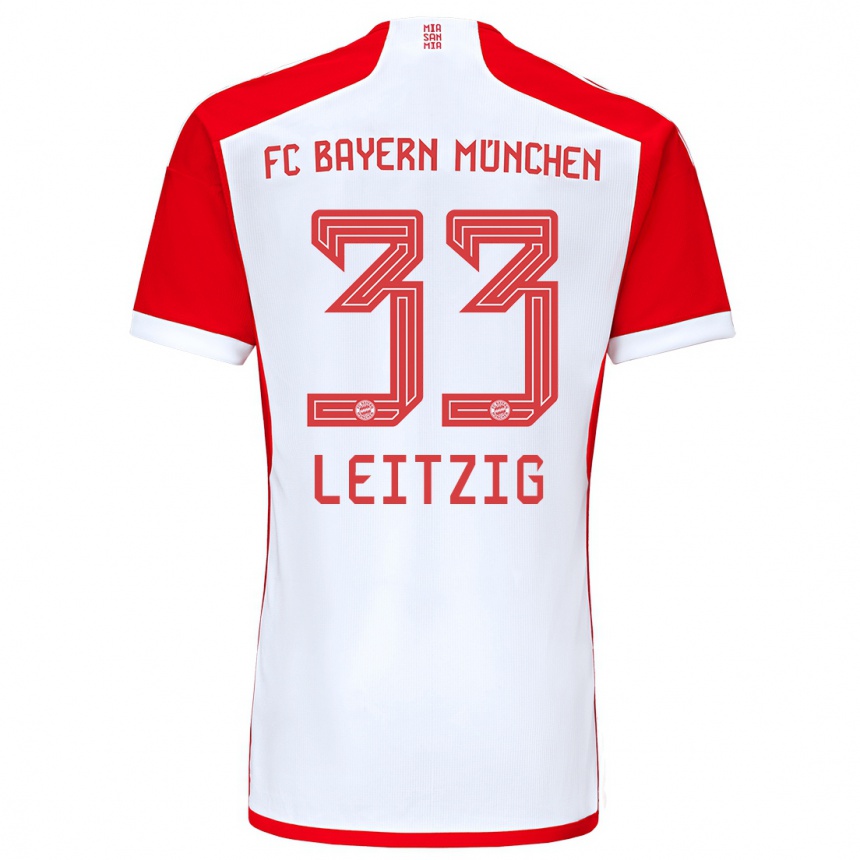キッズフットボールヤニーナ・ライツィヒ#33赤白ホームシャツ2023/24ジャージーユニフォーム