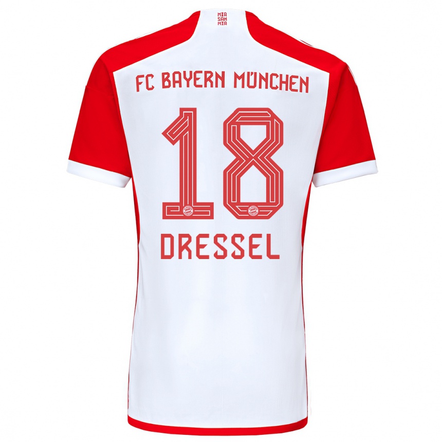 キッズフットボールティモン・ドレッセル#18赤白ホームシャツ2023/24ジャージーユニフォーム