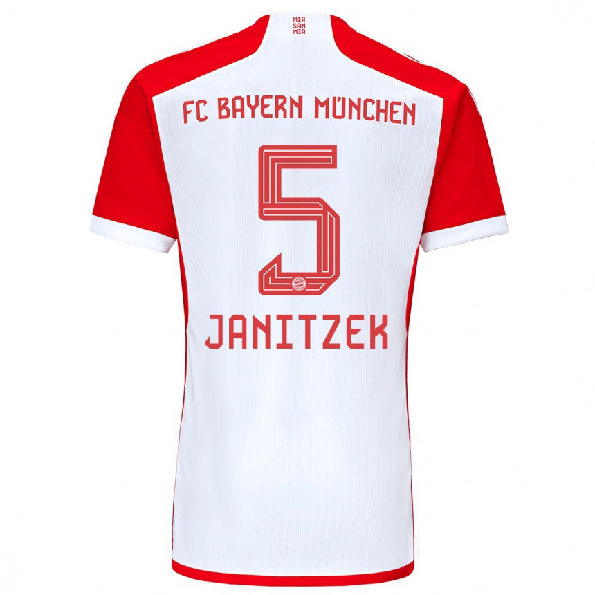 キッズフットボールジャスティン・ヤニツェク#5赤白ホームシャツ2023/24ジャージーユニフォーム