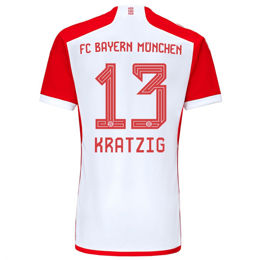 キッズフットボールフランス・クレツィヒ#13赤白ホームシャツ2023/24ジャージーユニフォーム