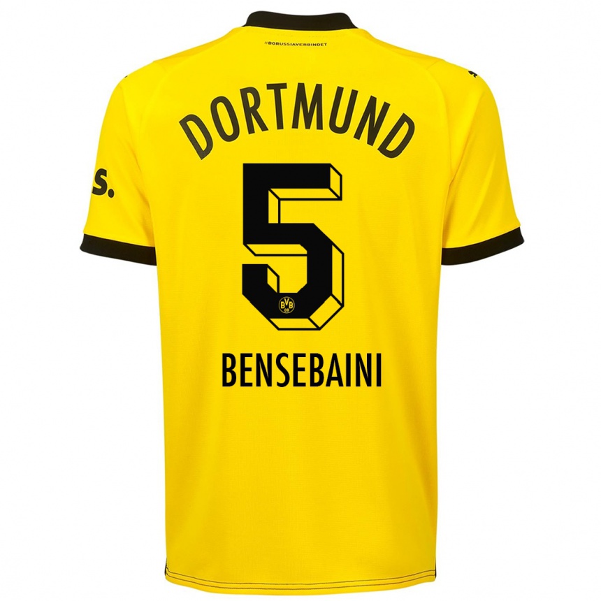 キッズフットボールラミ・ベンセバイニ#5黄色ホームシャツ2023/24ジャージーユニフォーム