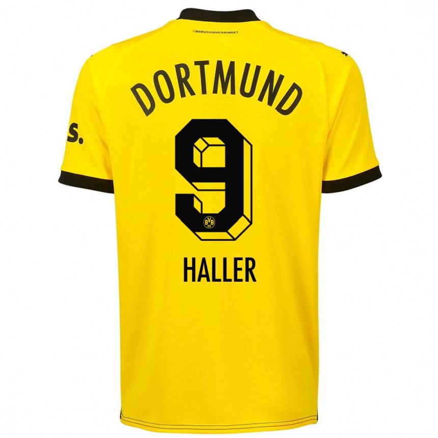 キッズフットボールセバスティアン・ハラー#9黄色ホームシャツ2023/24ジャージーユニフォーム