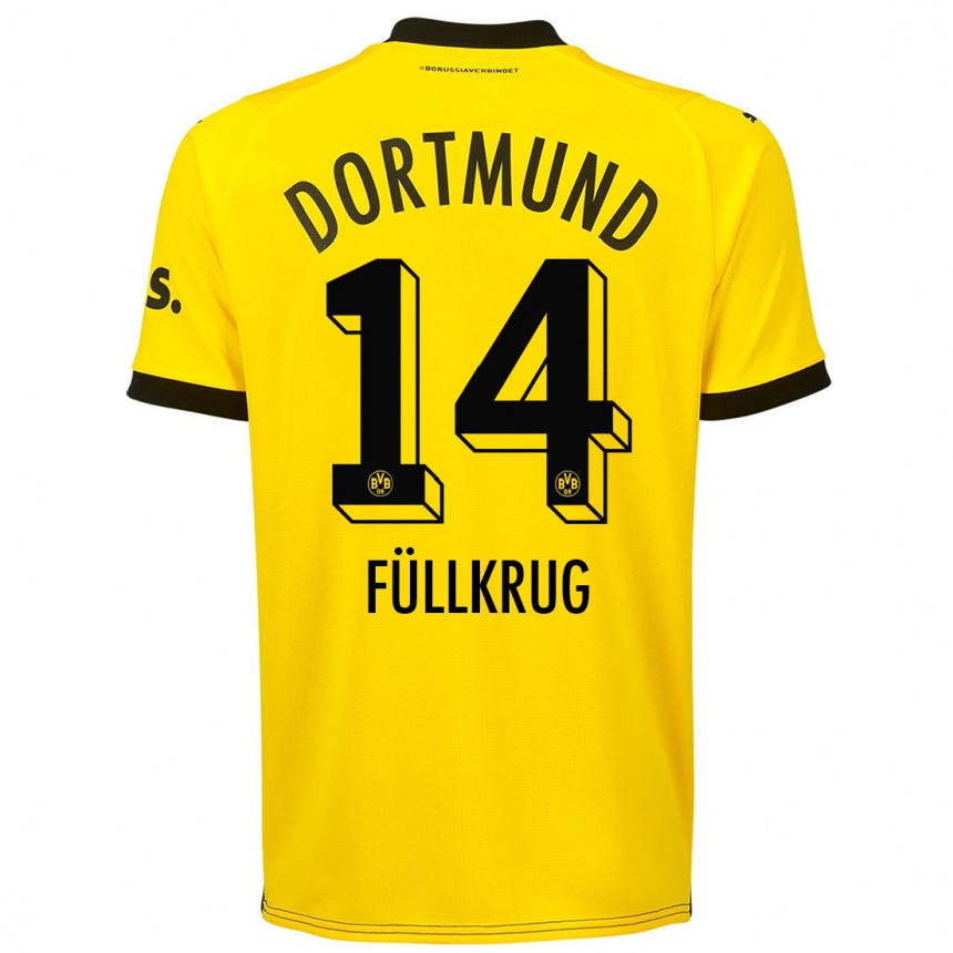 キッズフットボールニクラス・フュルクルク#14黄色ホームシャツ2023/24ジャージーユニフォーム