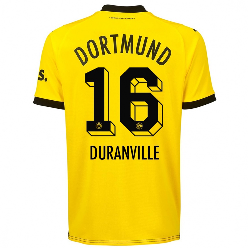 キッズフットボールジュリアン・デュランビル#16黄色ホームシャツ2023/24ジャージーユニフォーム