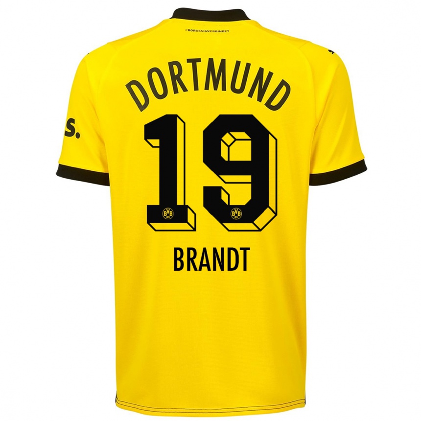キッズフットボールユリアン・ブラント#19黄色ホームシャツ2023/24ジャージーユニフォーム