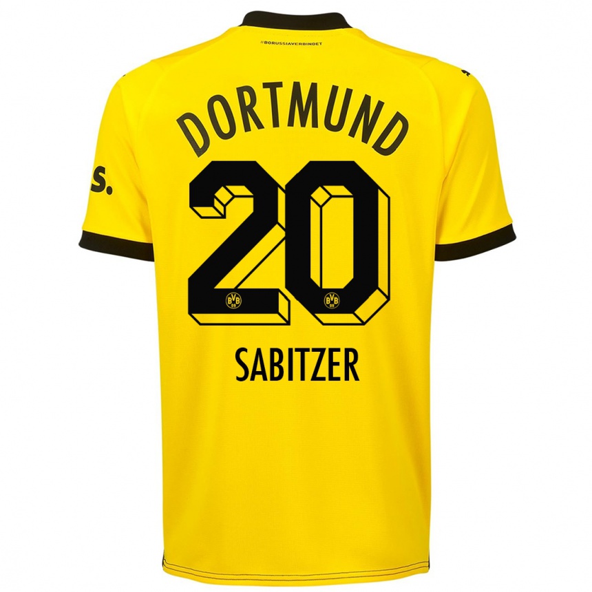 キッズフットボールマルセル・ザビッツァー#20黄色ホームシャツ2023/24ジャージーユニフォーム