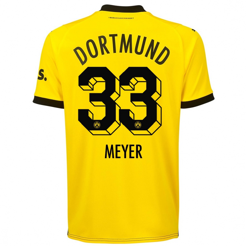 キッズフットボールアレクサンダー・マイヤー#33黄色ホームシャツ2023/24ジャージーユニフォーム
