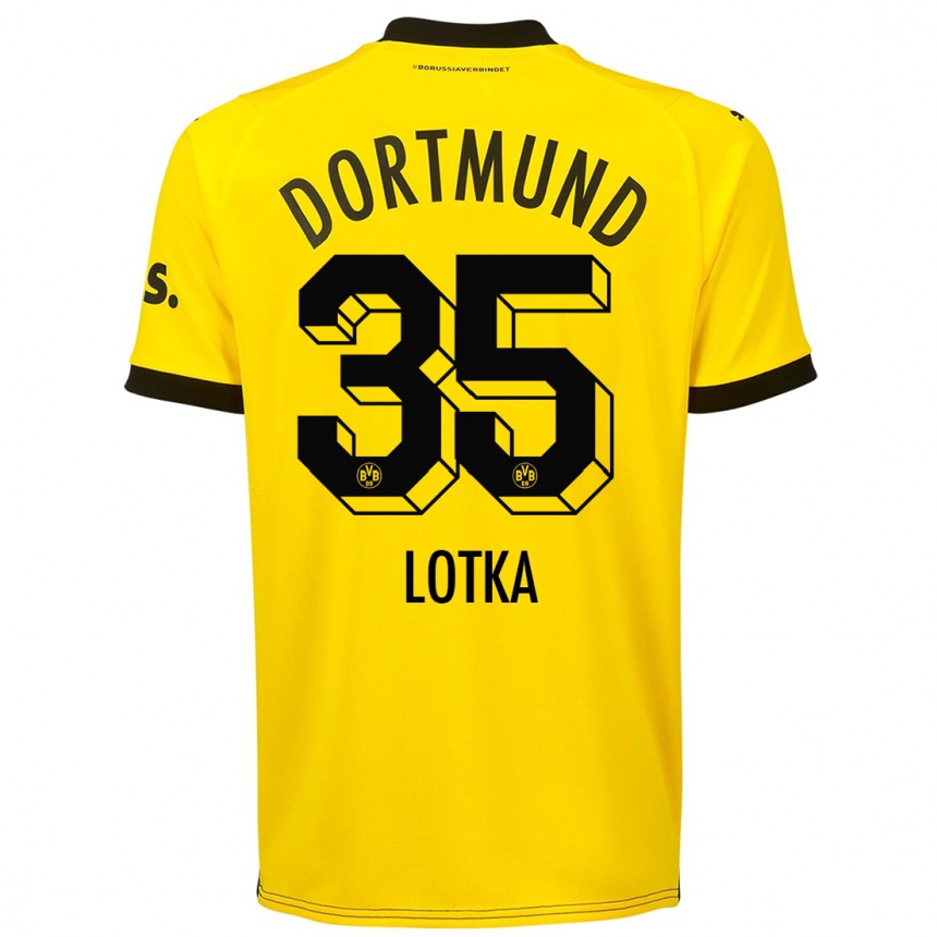 キッズフットボールマルセル・ロトカ#35黄色ホームシャツ2023/24ジャージーユニフォーム