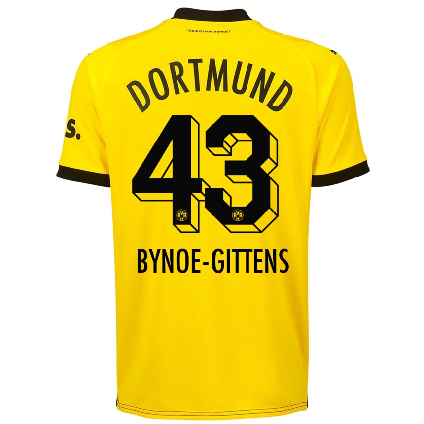キッズフットボールジェイミー・バイノー＝ギッテンス#43黄色ホームシャツ2023/24ジャージーユニフォーム