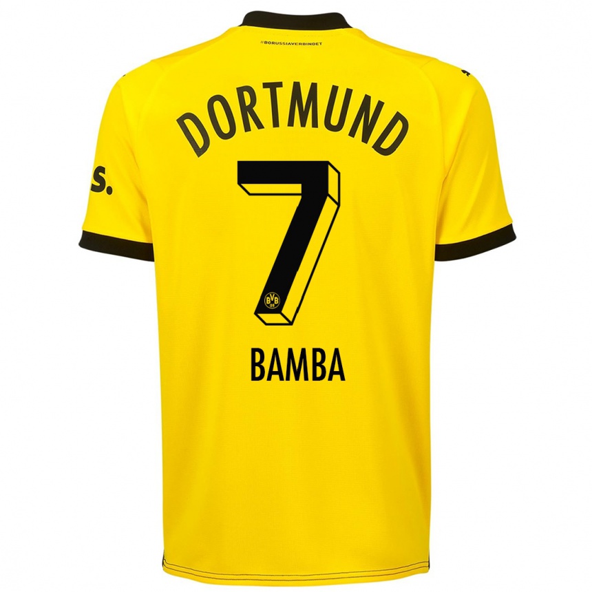 キッズフットボールサミュエル・バンバ#7黄色ホームシャツ2023/24ジャージーユニフォーム