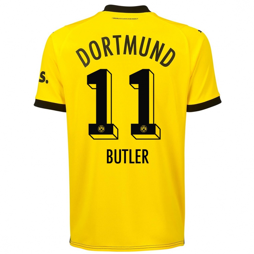 キッズフットボールユスティン・バトラー#11黄色ホームシャツ2023/24ジャージーユニフォーム