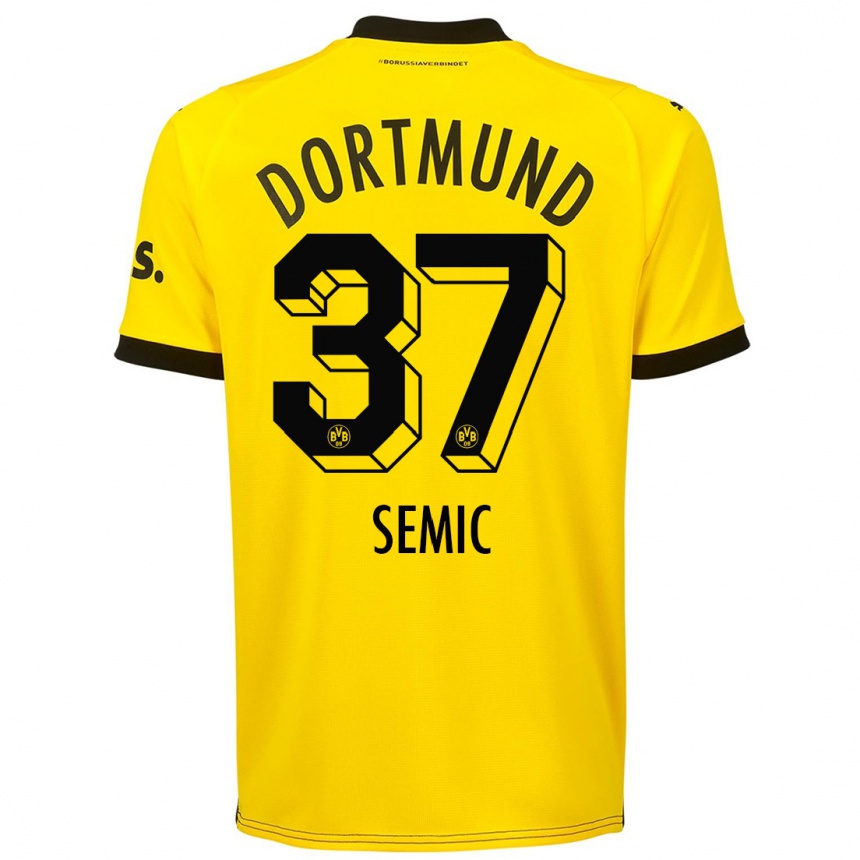 キッズフットボールリオン・セミッチ#37黄色ホームシャツ2023/24ジャージーユニフォーム