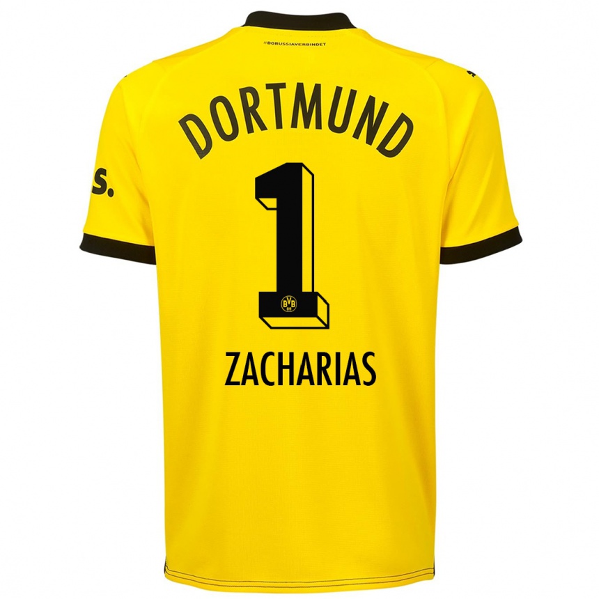 キッズフットボールマーロン・ツァハリアス#1黄色ホームシャツ2023/24ジャージーユニフォーム