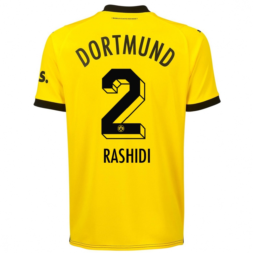 キッズフットボールウィリアム・ラシディ#2黄色ホームシャツ2023/24ジャージーユニフォーム