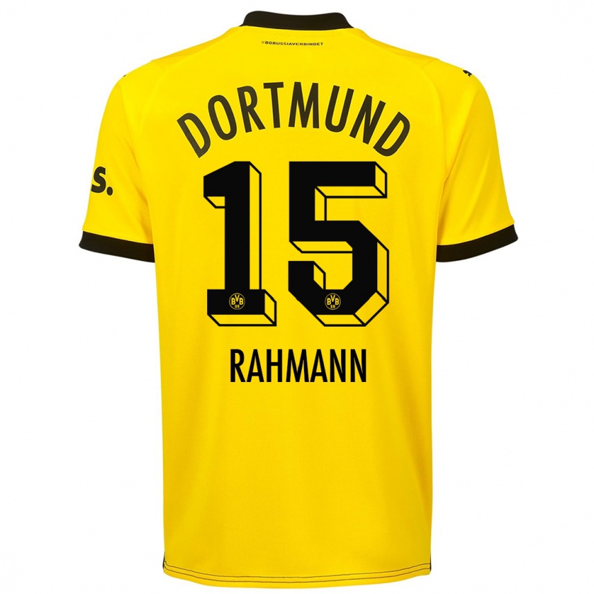キッズフットボールルーク・ラーマン#15黄色ホームシャツ2023/24ジャージーユニフォーム