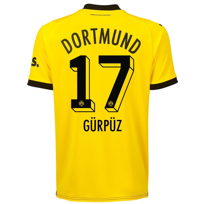 キッズフットボールギョクデニズ・ギュルピュス#17黄色ホームシャツ2023/24ジャージーユニフォーム