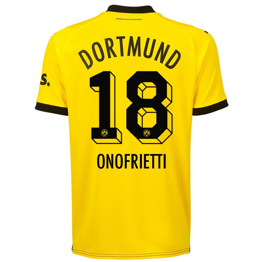 キッズフットボールヴィンチェンツォオノフリエッティ#18黄色ホームシャツ2023/24ジャージーユニフォーム