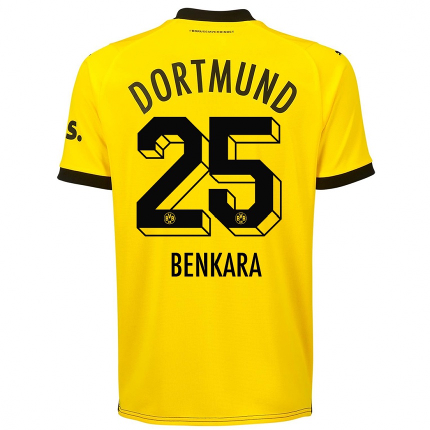 キッズフットボールエリアス・ベンカラ#25黄色ホームシャツ2023/24ジャージーユニフォーム