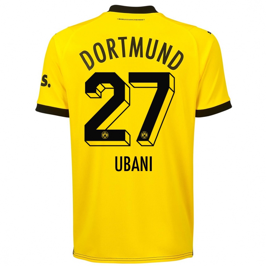 キッズフットボールマーロン・ンナムディ・ウバニ#27黄色ホームシャツ2023/24ジャージーユニフォーム