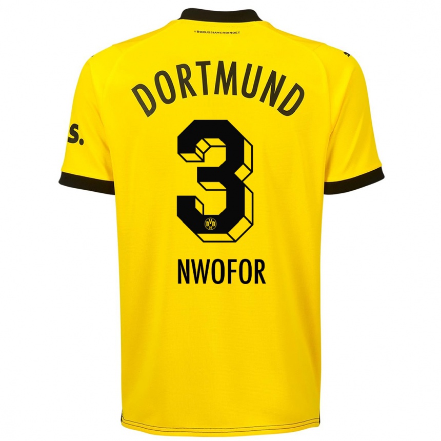 キッズフットボールジェイミー・ヌウォフォー#3黄色ホームシャツ2023/24ジャージーユニフォーム