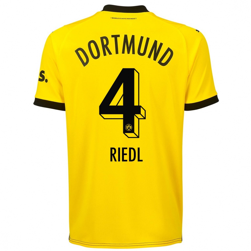 キッズフットボールヤン・ルカ・リードル#4黄色ホームシャツ2023/24ジャージーユニフォーム
