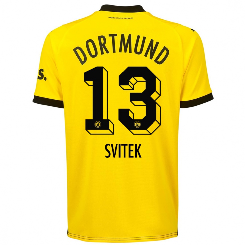 キッズフットボールレオン・スヴィテク#13黄色ホームシャツ2023/24ジャージーユニフォーム