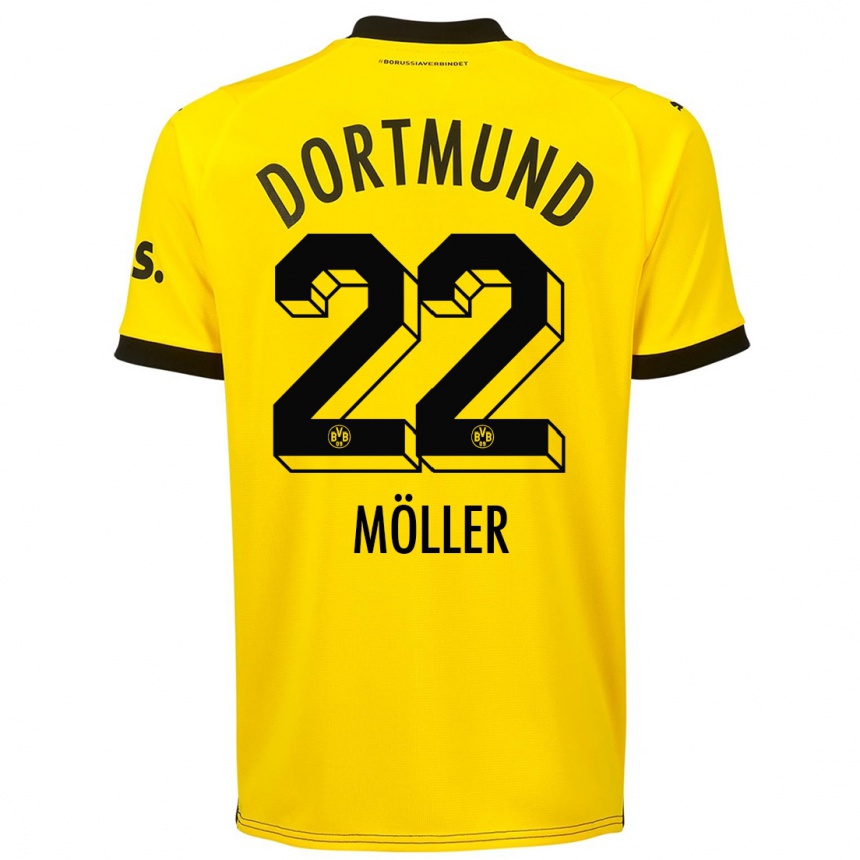 キッズフットボールポール・メラー#22黄色ホームシャツ2023/24ジャージーユニフォーム