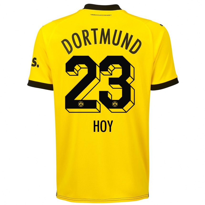 キッズフットボールジャスティン・ホイ#23黄色ホームシャツ2023/24ジャージーユニフォーム