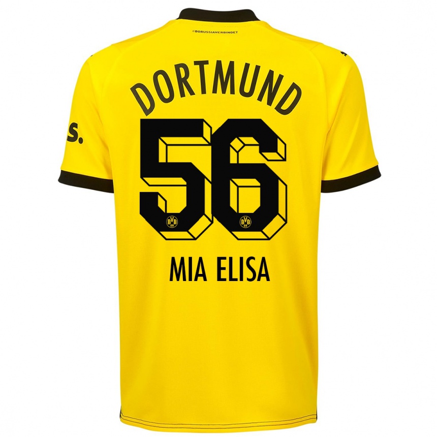 キッズフットボールボムヌーター ミア・エリサ#56黄色ホームシャツ2023/24ジャージーユニフォーム