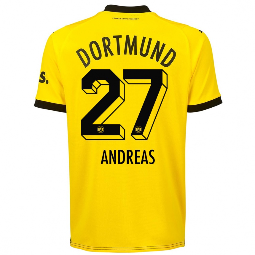 キッズフットボール久野アンドレアス#27黄色ホームシャツ2023/24ジャージーユニフォーム