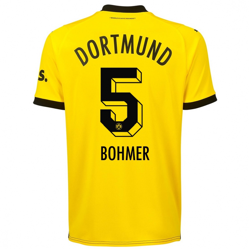 キッズフットボールティム・ボーマー#5黄色ホームシャツ2023/24ジャージーユニフォーム