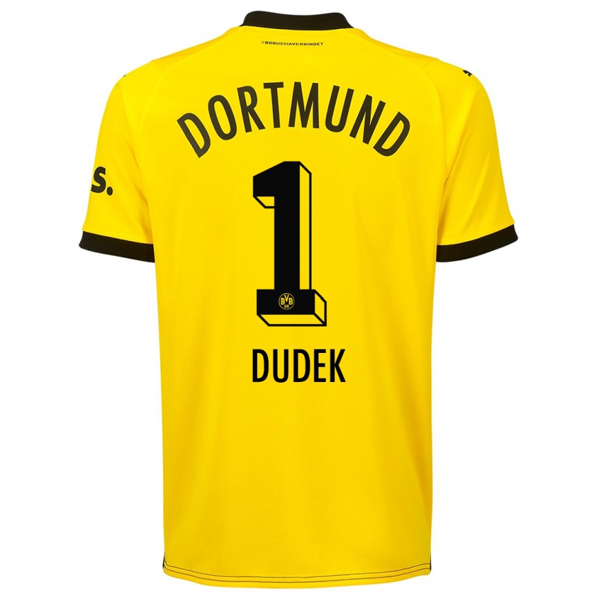 キッズフットボールダニエル・デュデック#1黄色ホームシャツ2023/24ジャージーユニフォーム