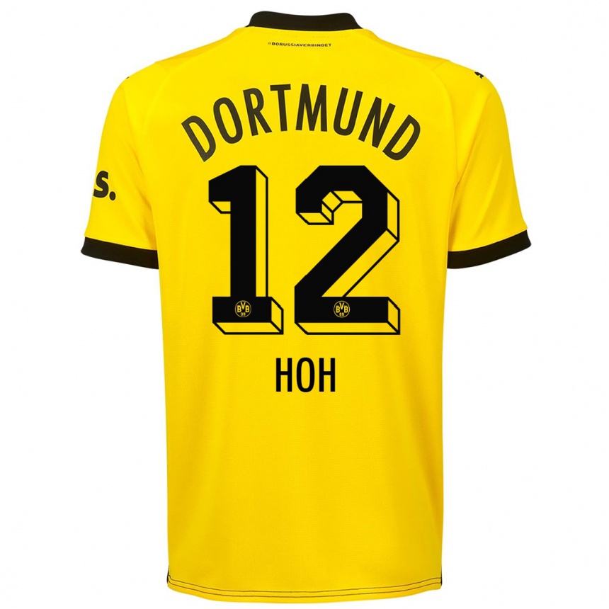 キッズフットボールヘンドリック・ホー#12黄色ホームシャツ2023/24ジャージーユニフォーム