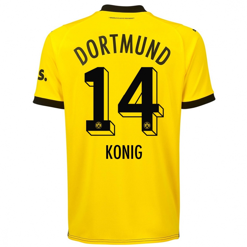 キッズフットボールラウル・コニグ#14黄色ホームシャツ2023/24ジャージーユニフォーム