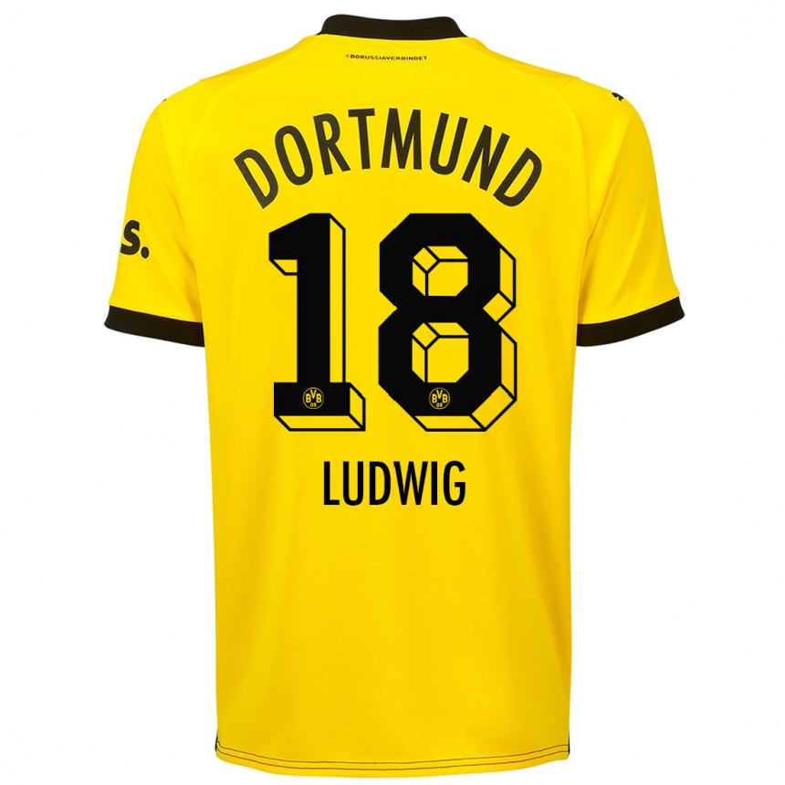 キッズフットボールミシェル・サイモン・ルドウィック#18黄色ホームシャツ2023/24ジャージーユニフォーム