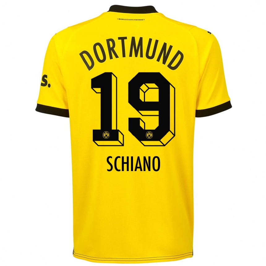 キッズフットボールエミリオ・シアーノ#19黄色ホームシャツ2023/24ジャージーユニフォーム