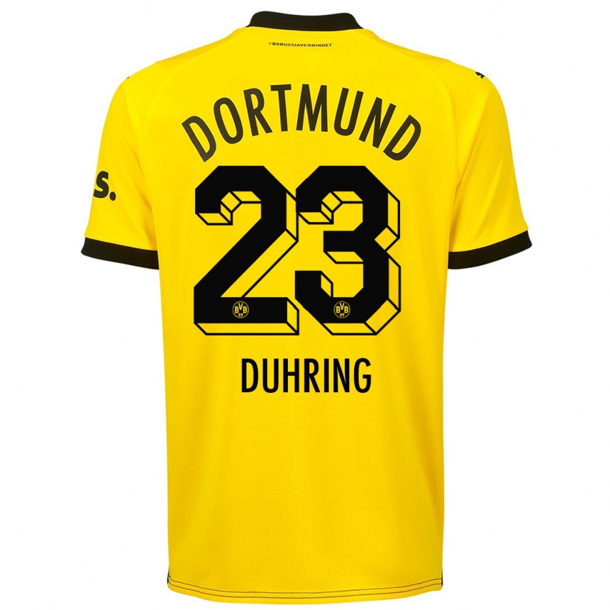 キッズフットボールマーク・ニクラス・デュアリング#23黄色ホームシャツ2023/24ジャージーユニフォーム