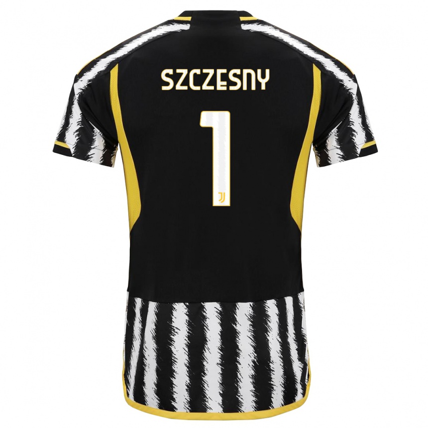 キッズフットボールヴォイチェフ・シュチェスニー#1黒、白ホームシャツ2023/24ジャージーユニフォーム