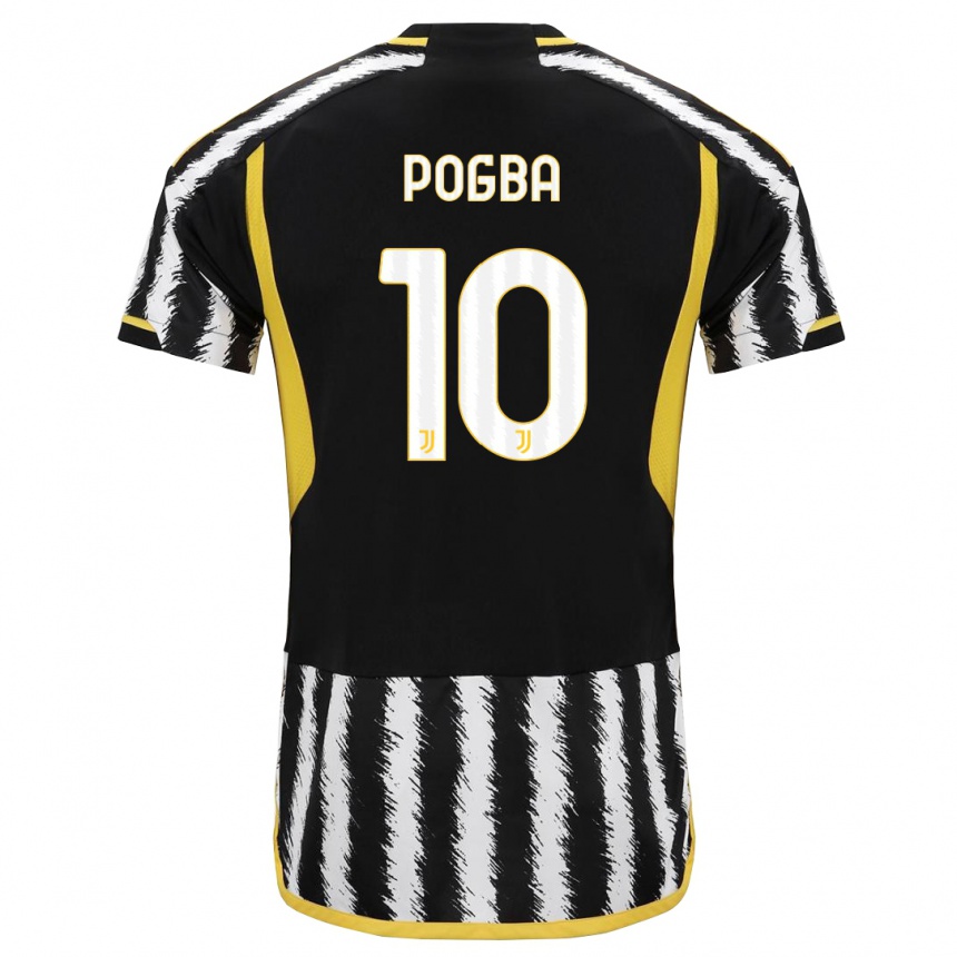 キッズフットボールポール・ポグバ#10黒、白ホームシャツ2023/24ジャージーユニフォーム