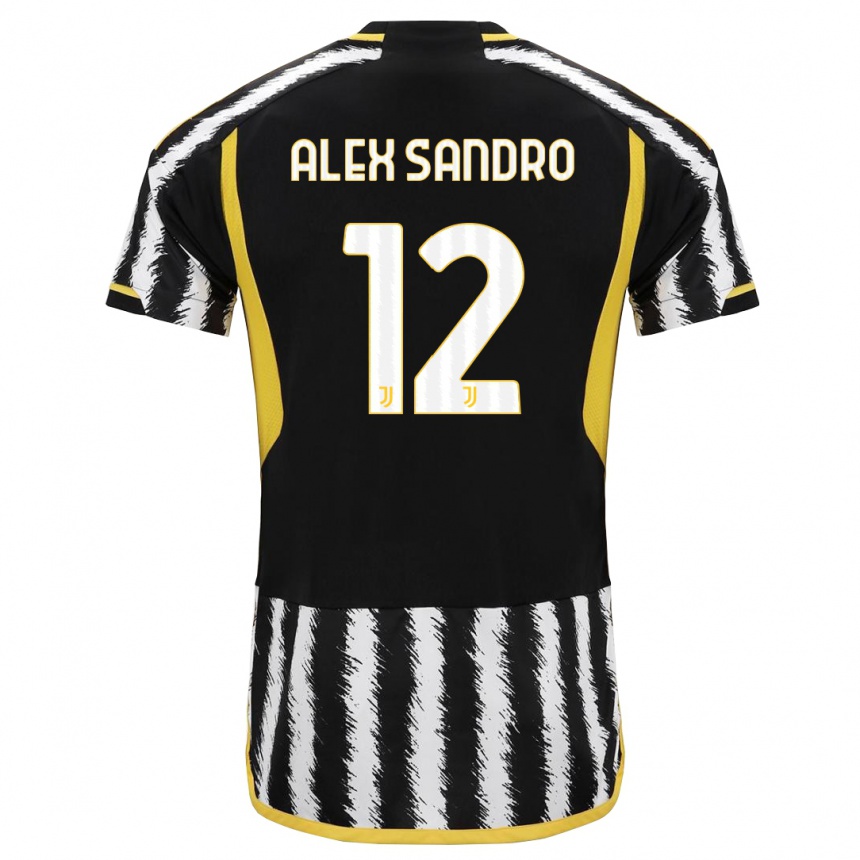 キッズフットボールアレックス・サンドロ#12黒、白ホームシャツ2023/24ジャージーユニフォーム