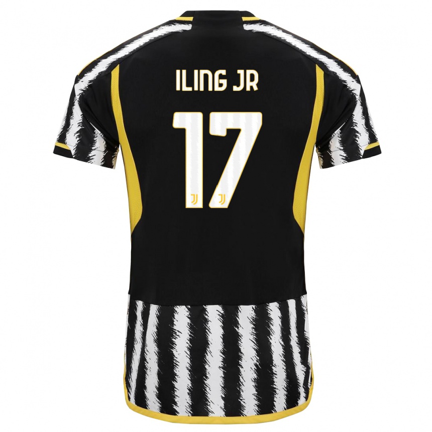 キッズフットボールサミュエル・イリング・ジュニオール#17黒、白ホームシャツ2023/24ジャージーユニフォーム